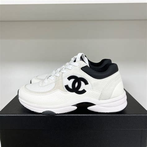 chanel trainers ladies black|chanel sneaker black and white.